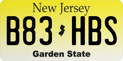 NJ license plate B83HBS