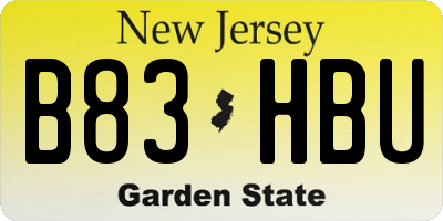 NJ license plate B83HBU