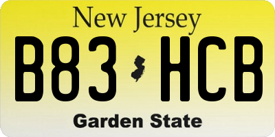 NJ license plate B83HCB