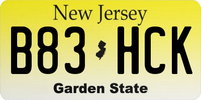 NJ license plate B83HCK