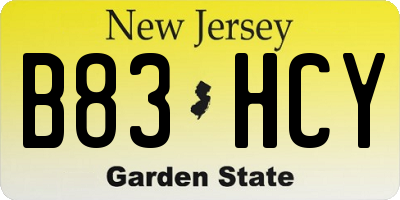 NJ license plate B83HCY