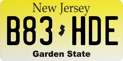 NJ license plate B83HDE