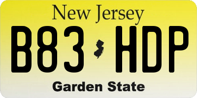 NJ license plate B83HDP