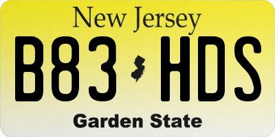 NJ license plate B83HDS