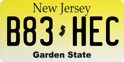 NJ license plate B83HEC