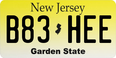 NJ license plate B83HEE