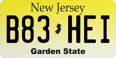 NJ license plate B83HEI