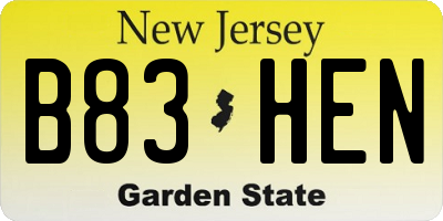 NJ license plate B83HEN