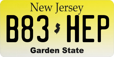 NJ license plate B83HEP