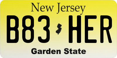 NJ license plate B83HER