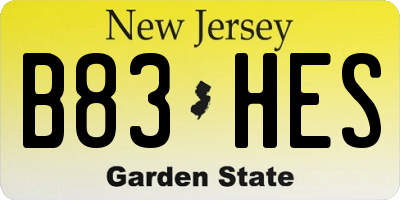 NJ license plate B83HES