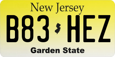 NJ license plate B83HEZ