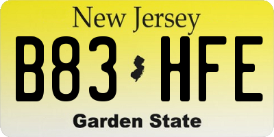 NJ license plate B83HFE