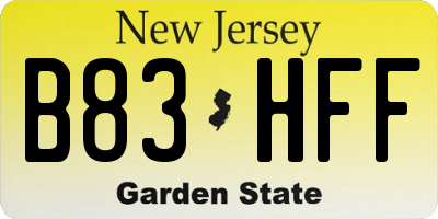 NJ license plate B83HFF