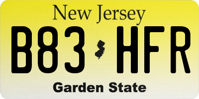NJ license plate B83HFR