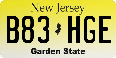 NJ license plate B83HGE