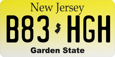 NJ license plate B83HGH