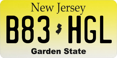 NJ license plate B83HGL