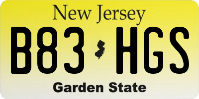 NJ license plate B83HGS