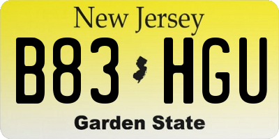 NJ license plate B83HGU
