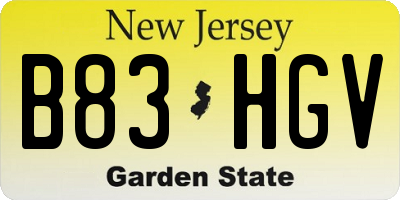 NJ license plate B83HGV