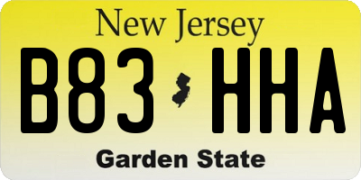 NJ license plate B83HHA