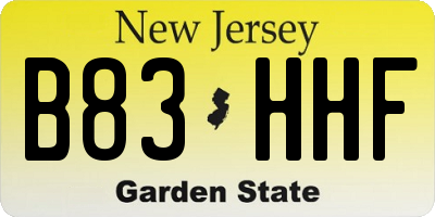 NJ license plate B83HHF