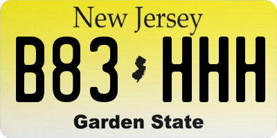 NJ license plate B83HHH