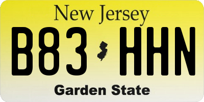 NJ license plate B83HHN