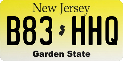 NJ license plate B83HHQ