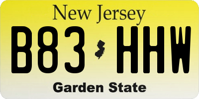 NJ license plate B83HHW