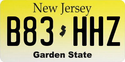 NJ license plate B83HHZ