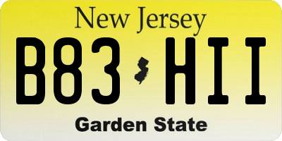 NJ license plate B83HII