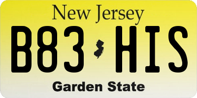 NJ license plate B83HIS