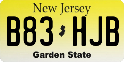 NJ license plate B83HJB