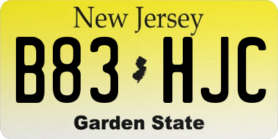 NJ license plate B83HJC
