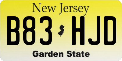 NJ license plate B83HJD