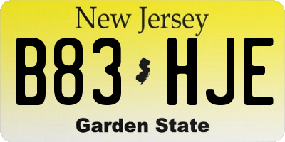 NJ license plate B83HJE