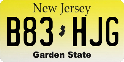 NJ license plate B83HJG