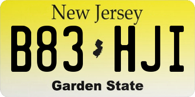 NJ license plate B83HJI