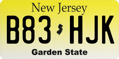 NJ license plate B83HJK