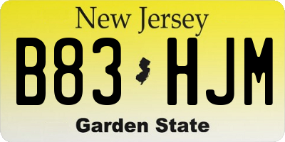 NJ license plate B83HJM