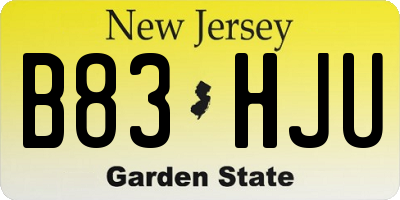 NJ license plate B83HJU