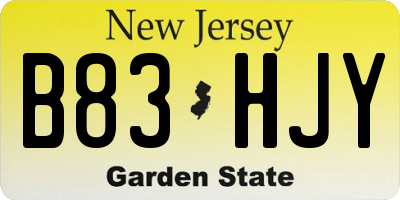 NJ license plate B83HJY