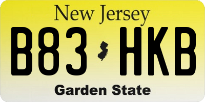 NJ license plate B83HKB