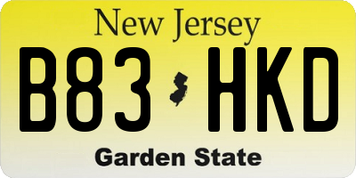 NJ license plate B83HKD