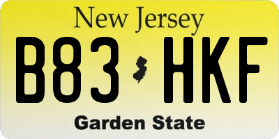 NJ license plate B83HKF