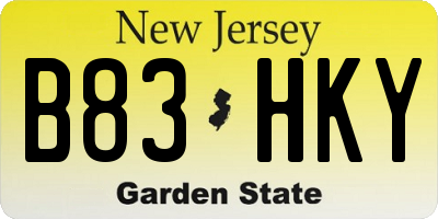 NJ license plate B83HKY