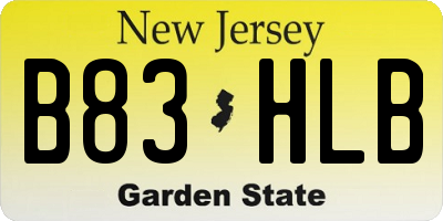 NJ license plate B83HLB