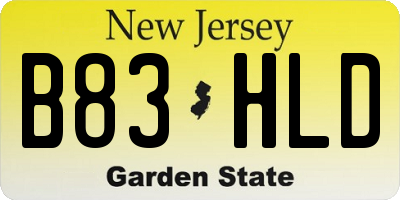 NJ license plate B83HLD